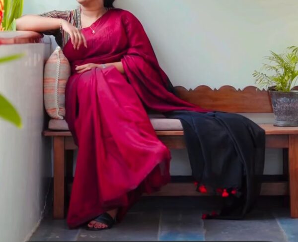 Handloom Soft khadi Cotton Saree - SK1 - Image 4