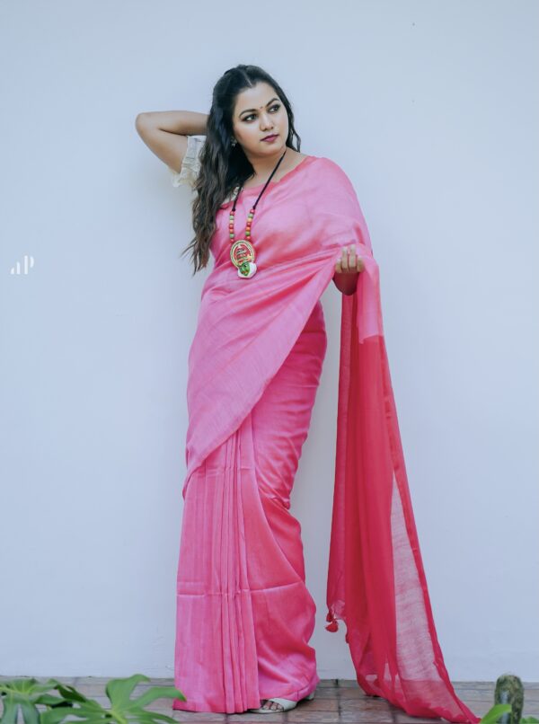 Handloom Soft khadi Cotton Saree - SK1 - Image 3