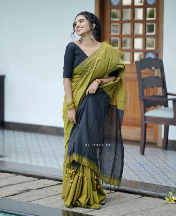 Handloom Soft khadi Cotton Saree - SK1 - Image 2