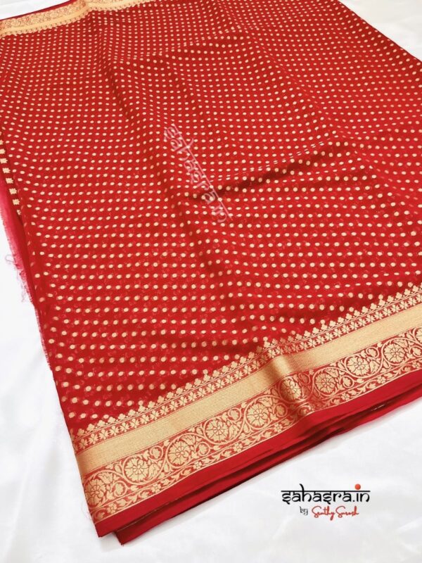 Banarasi Semi Georgette Saree (Red)-SB117