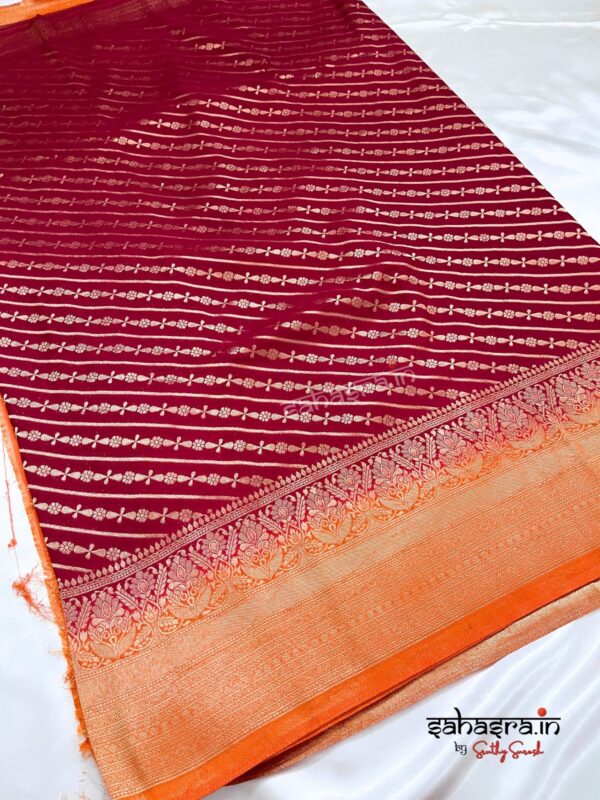 Red Banarasi Semi Khaddi Georgette Saree-SB123A