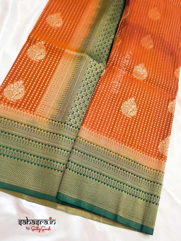 Orange & Green Banarasi Semi Khaddi Georgette Saree-SB132