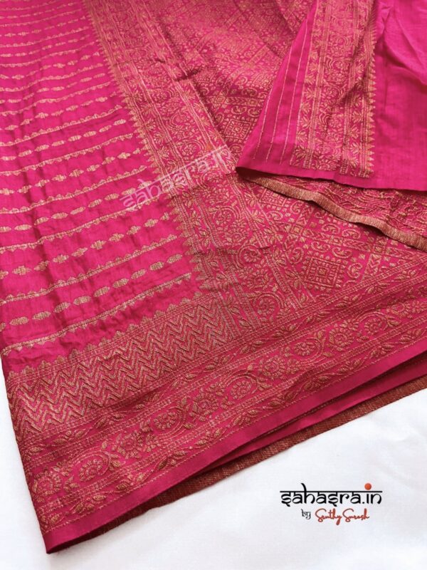 Banarasi Semi Khaddi Georgette Saree (Rani Pink)-SB119