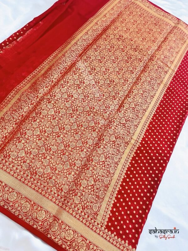 Banarasi Semi Georgette Saree (Red)-SB117 - Image 2