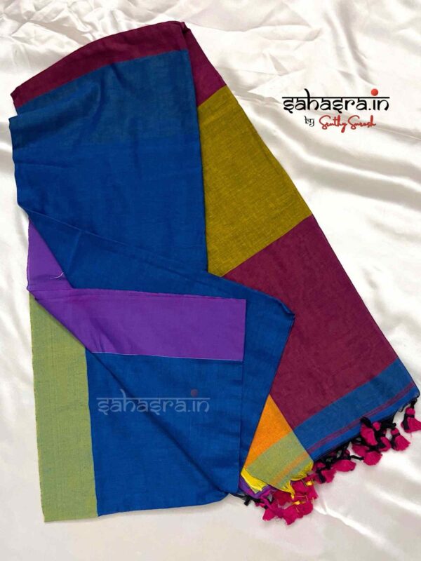 Handloom Soft Cotton Saree(Blue) -SH1C - Image 4