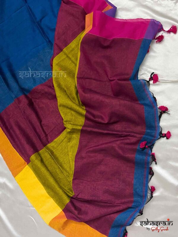 Handloom Soft Cotton Saree(Blue) -SH1C