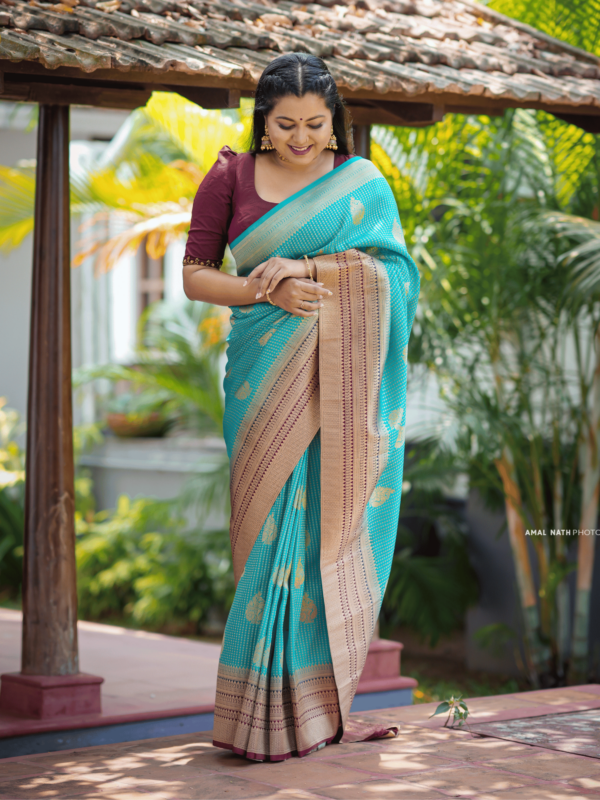 Banarasi Semi Khaddi Georgette Saree(blue)-SB111