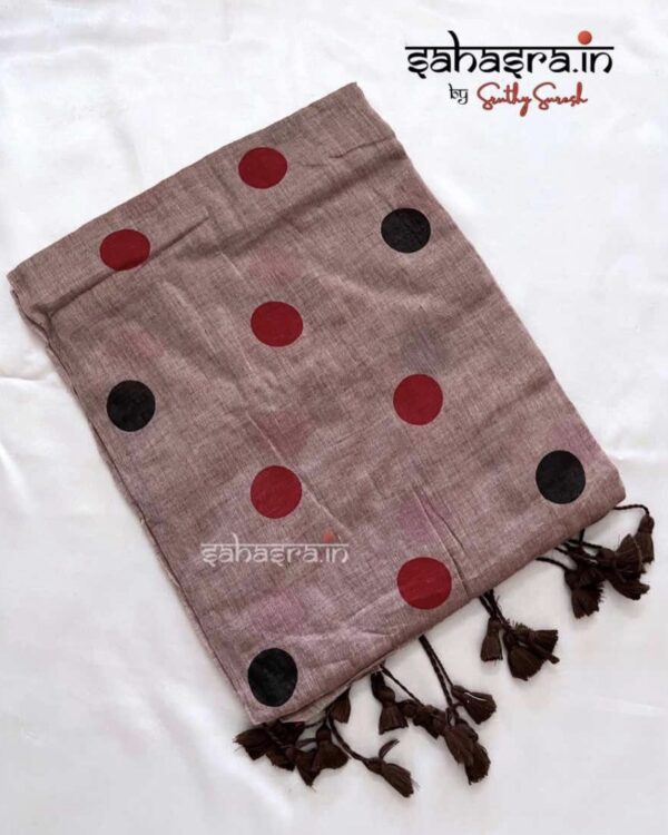 Polka dots : Mul Mul Cotton Saree (Multi Colour) -MLDOT12 - Image 2