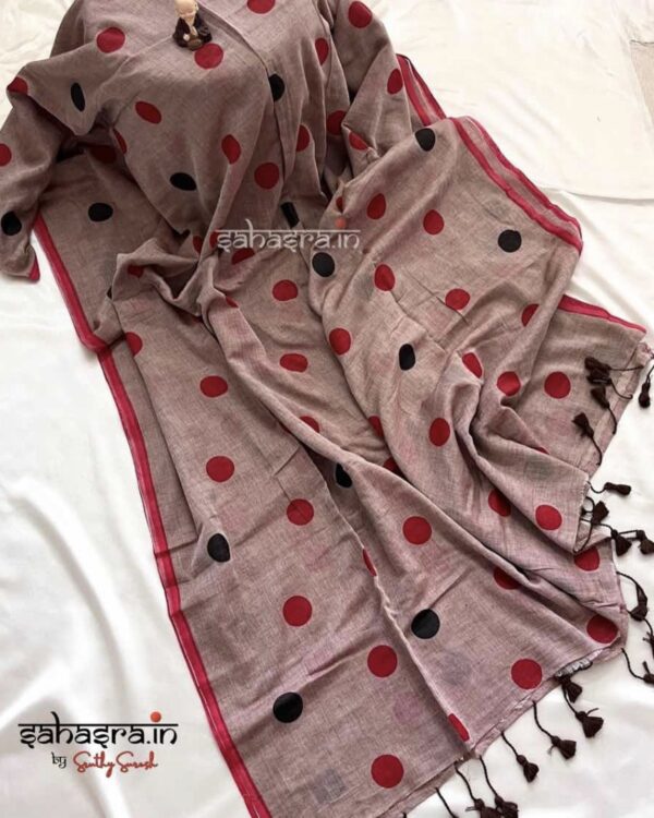 Polka dots : Mul Mul Cotton Saree (Multi Colour) -MLDOT12