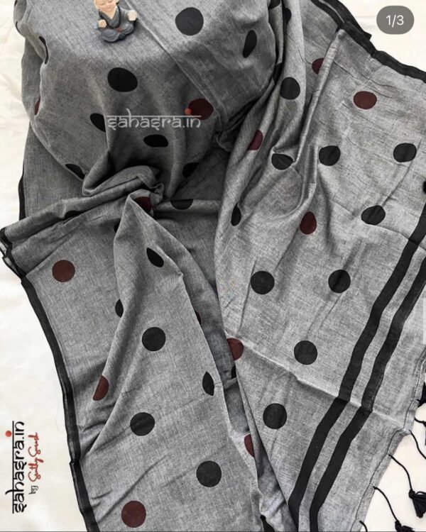 Polka dots : Mul Mul Cotton Saree (Multi Colour) -MLDOT12b