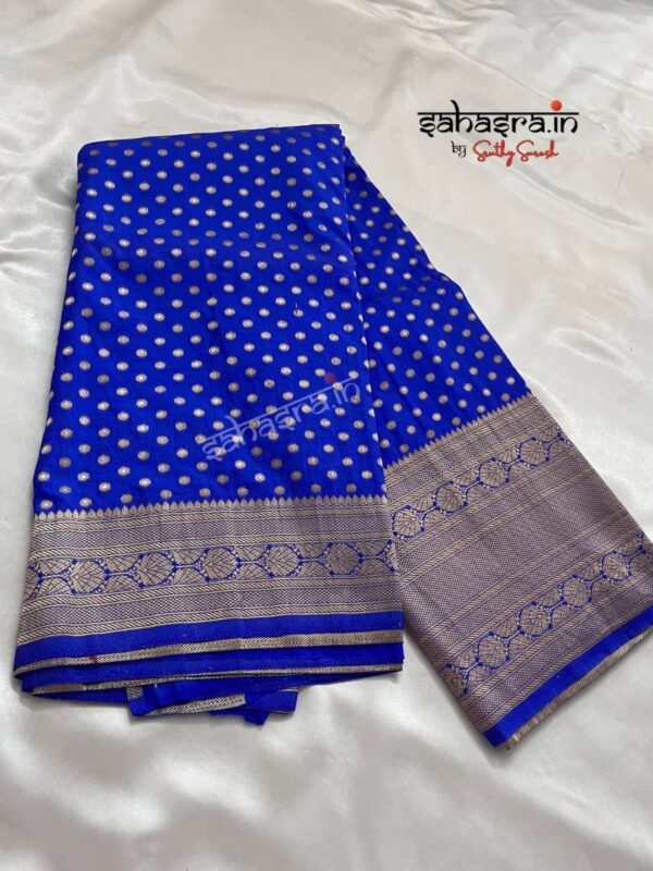 Banarasi Semi Khaddi Georgette Saree (Royal Blue)-SB125 - Image 6