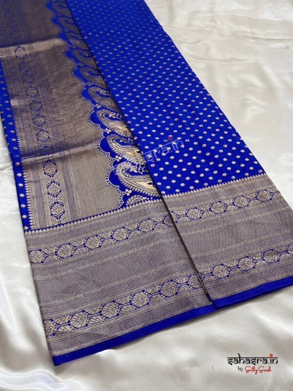 Banarasi Semi Khaddi Georgette Saree (Royal Blue)-SB125 - Image 5