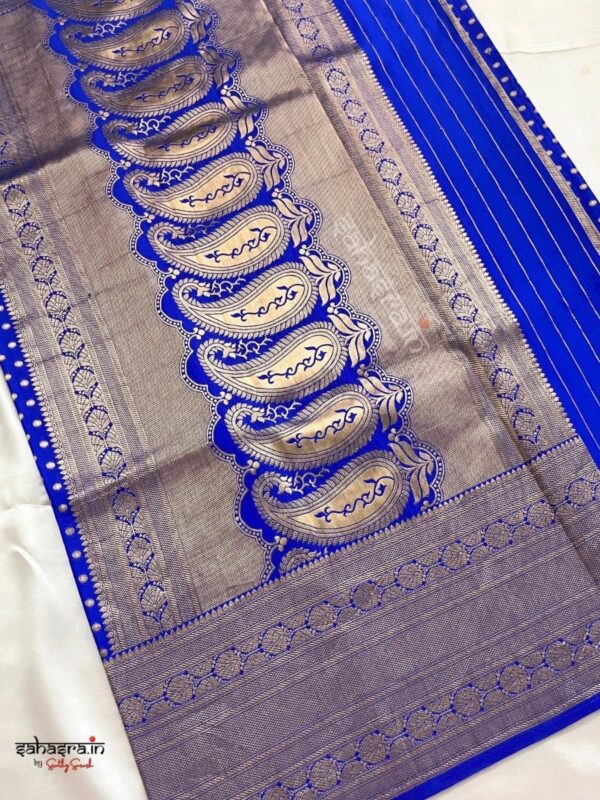 Banarasi Semi Khaddi Georgette Saree (Royal Blue)-SB125 - Image 3