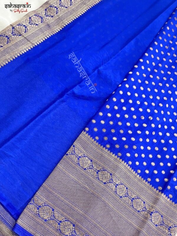 Banarasi Semi Khaddi Georgette Saree (Royal Blue)-SB125 - Image 2