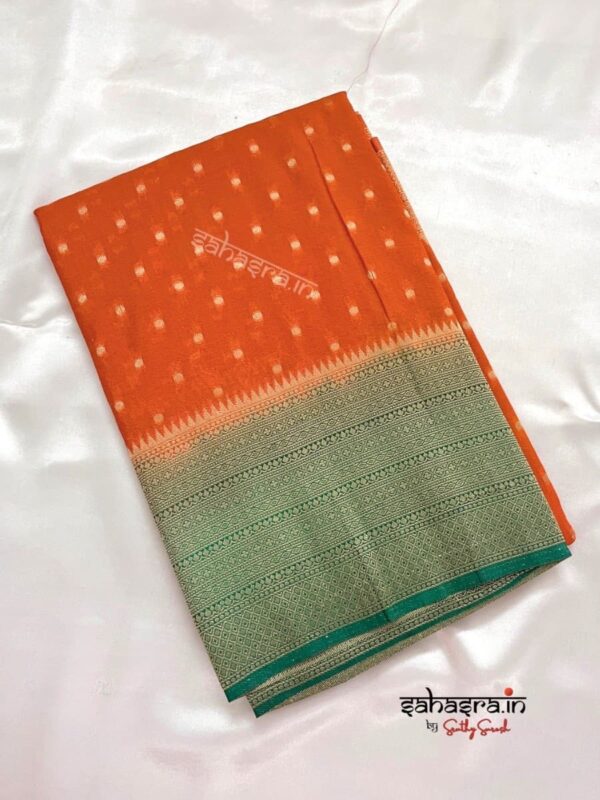 Rusty Orange Banarasi Semi Khaddi Georgette Saree-SB126 - Image 12