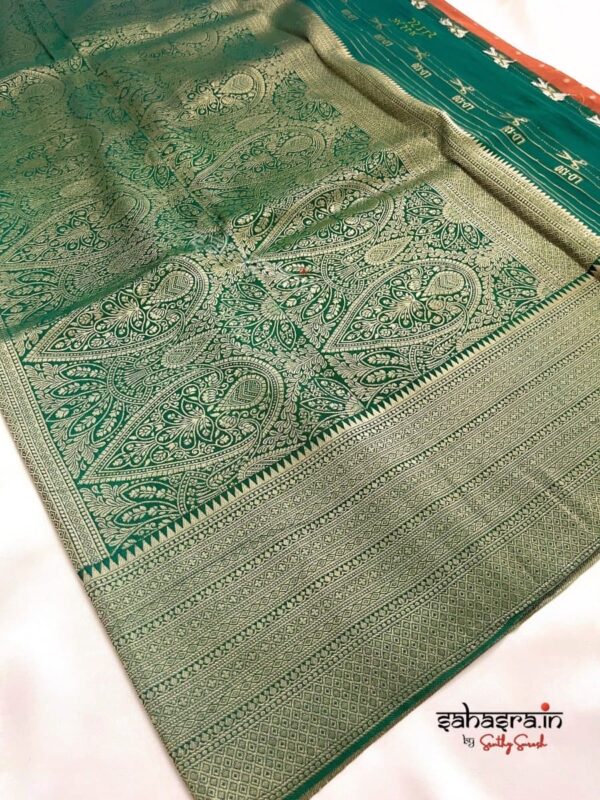 Rusty Orange Banarasi Semi Khaddi Georgette Saree-SB126 - Image 9