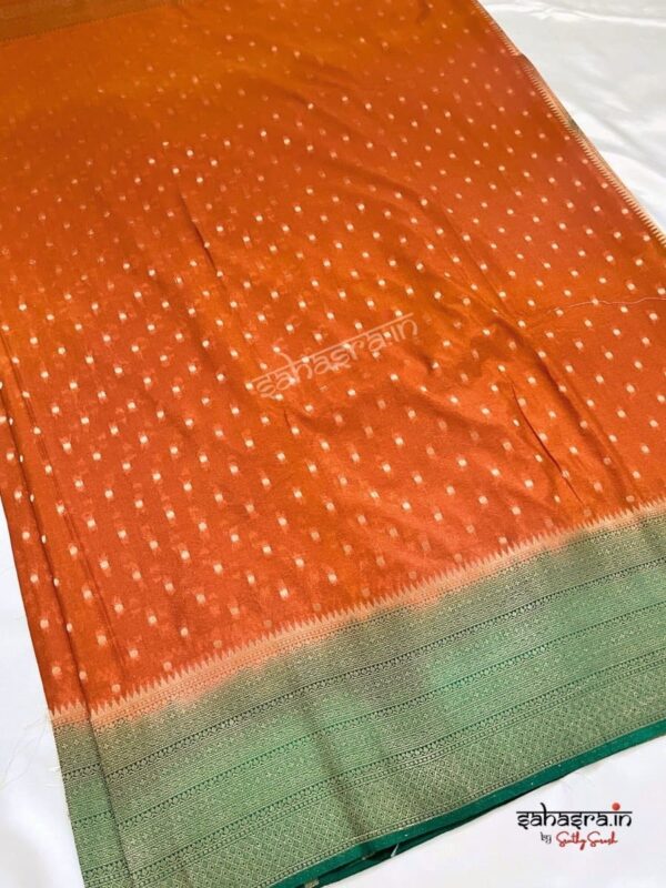 Rusty Orange Banarasi Semi Khaddi Georgette Saree-SB126 - Image 8