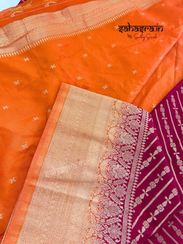Red Banarasi Semi Khaddi Georgette Saree-SB123A - Image 3