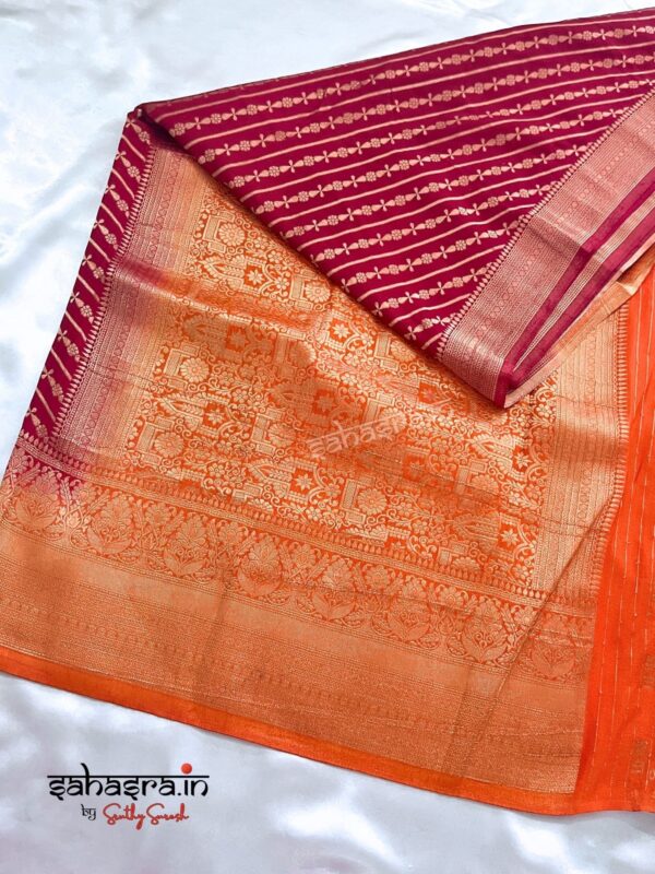 Red Banarasi Semi Khaddi Georgette Saree-SB123A - Image 2