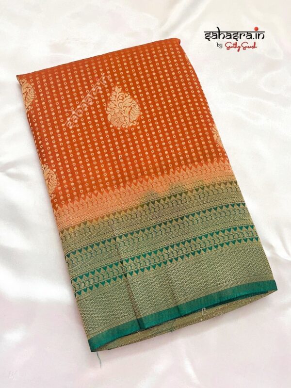 Orange & Green Banarasi Semi Khaddi Georgette Saree-SB132 - Image 4
