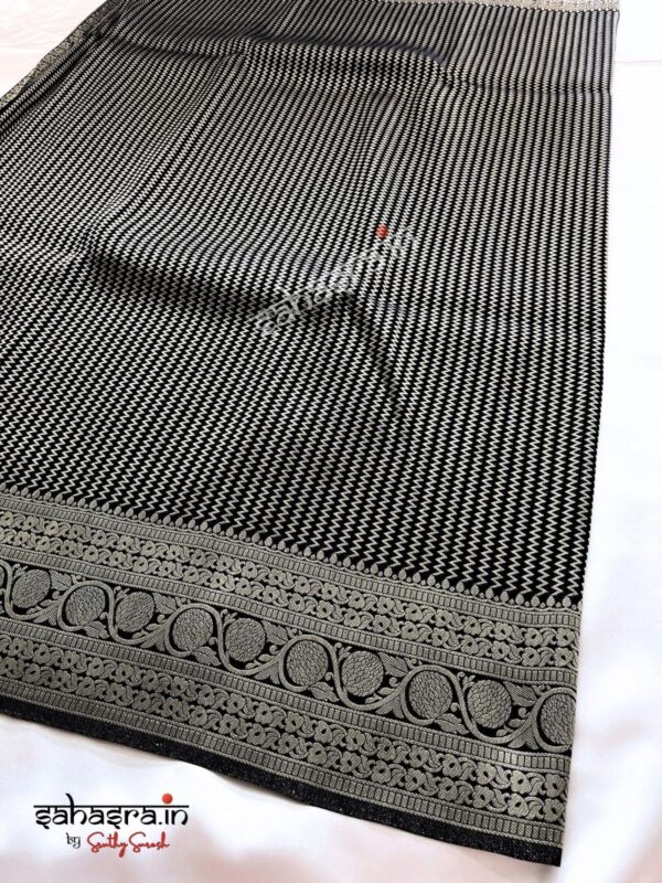 Black Banarasi Semi Khaddi Georgette Saree-SB122A - Image 2