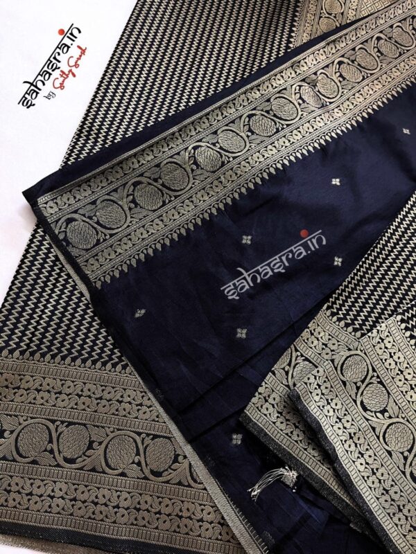 Black Banarasi Semi Khaddi Georgette Saree-SB122A