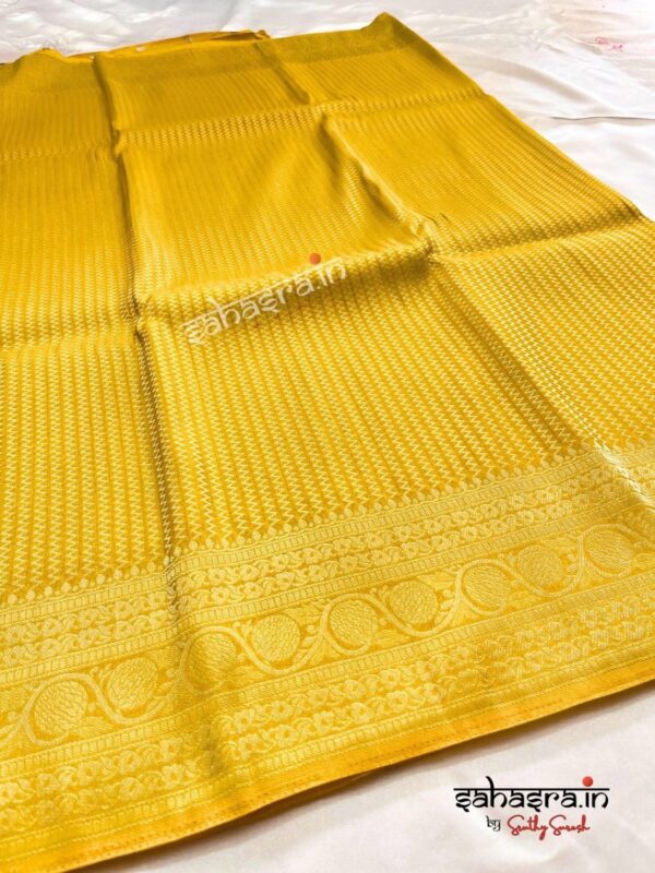 Banarasi Semi Khaddi Georgette Saree (Yellow)-SB122