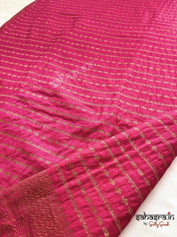 Banarasi Semi Khaddi Georgette Saree (Rani Pink)-SB119 - Image 2