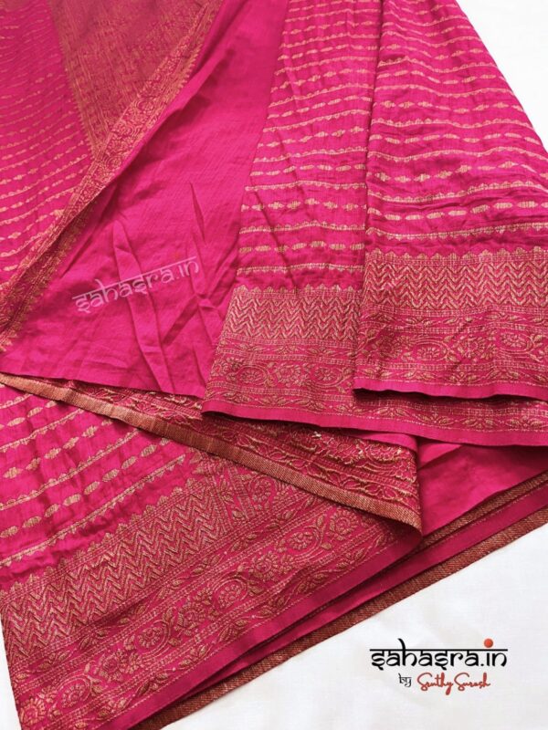 Banarasi Semi Khaddi Georgette Saree (Rani Pink)-SB119 - Image 3