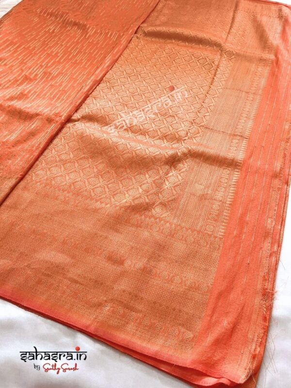 Pastel Orange Banarasi Semi Khaddi Georgette saree -SB130
