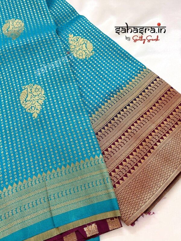 Banarasi Semi Khaddi Georgette Saree(blue)-SB111 - Image 6