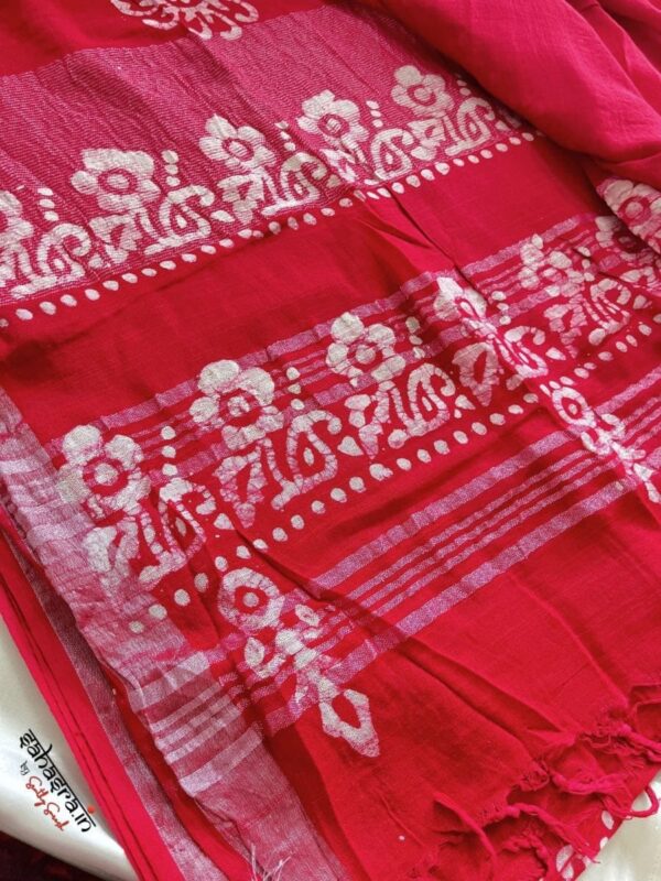 Batik Print Linen Sarees-SLB114 - Image 2