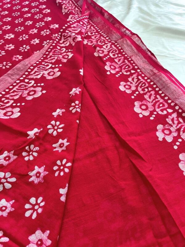 Batik Print Linen Sarees-SLB114 - Image 3