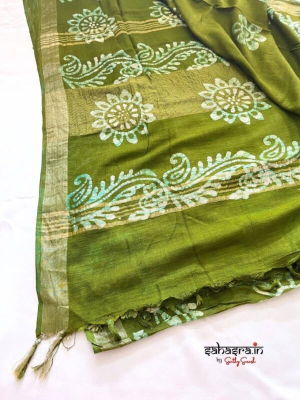 Batik Print Linen Sarees-SLB112 - Image 2