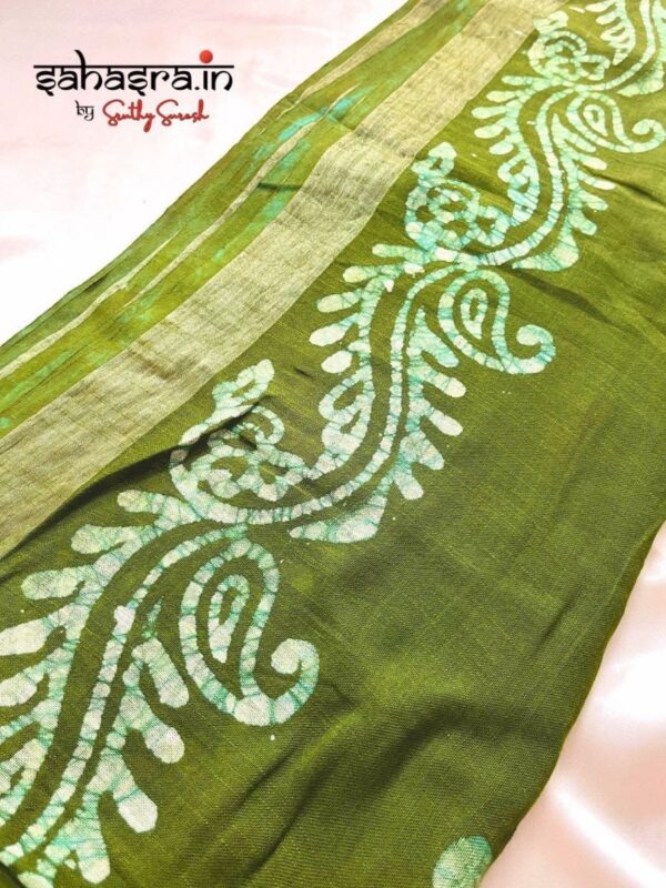 Batik Print Linen Sarees-SLB112 - Image 4