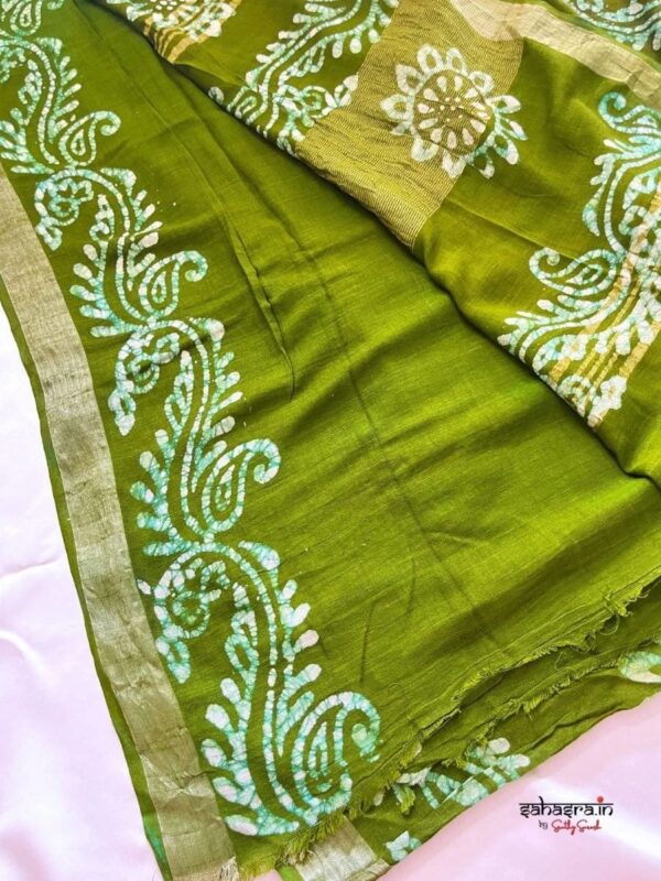 Batik Print Linen Sarees-SLB112 - Image 3