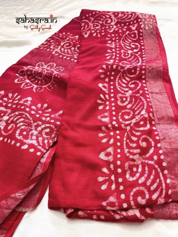 Batik Print Linen Sarees-SLB111 - Image 5