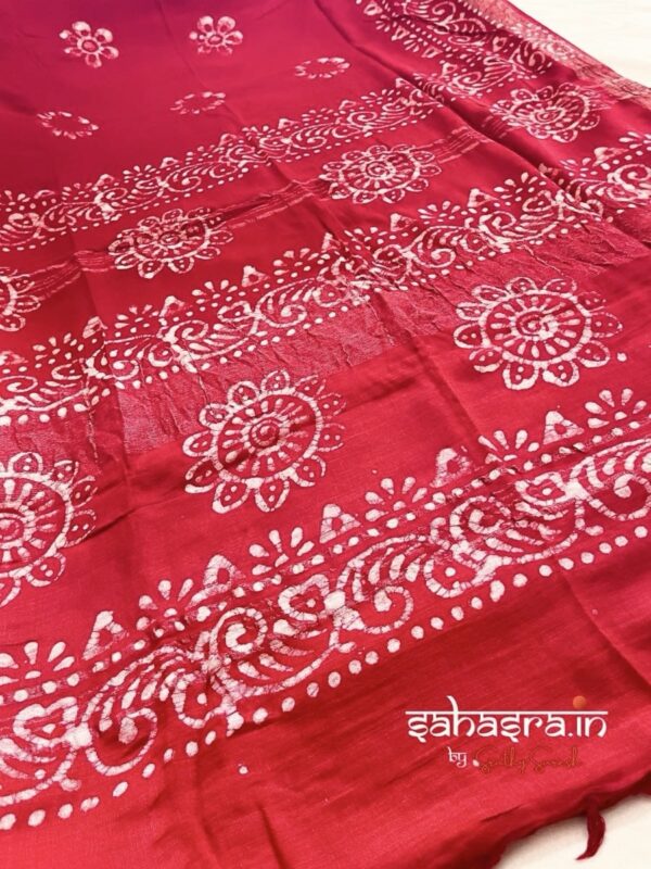 Batik Print Linen Sarees-SLB111 - Image 2