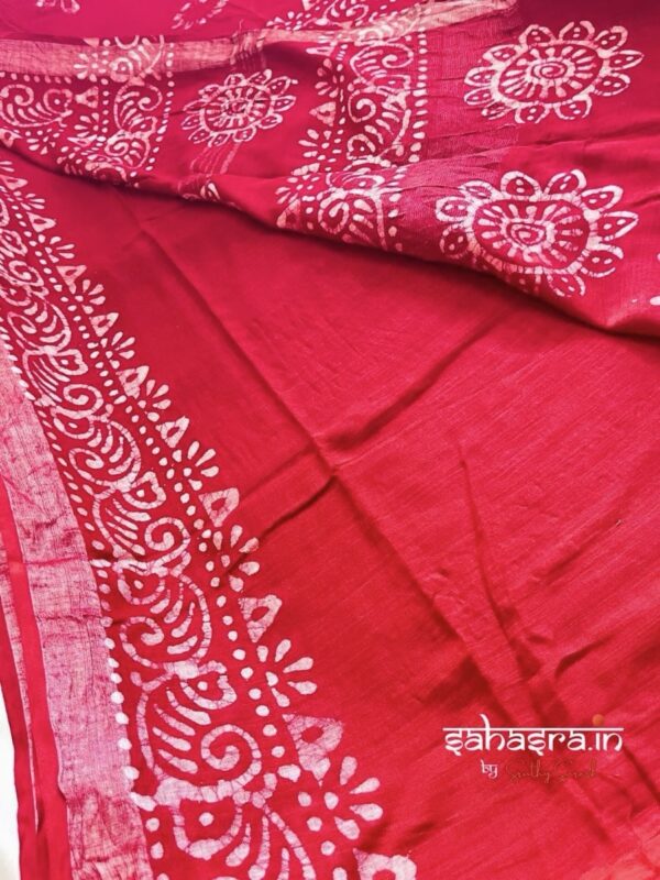 Batik Print Linen Sarees-SLB111 - Image 4