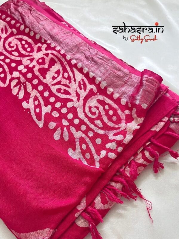 Batik Print Linen Sarees-SLB113A