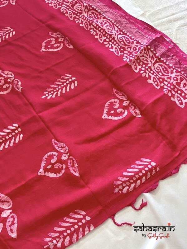 Batik Print Linen Sarees-SLB113A - Image 3
