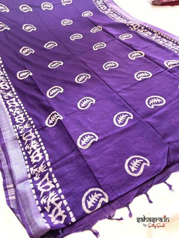 Batik Print Linen Sarees-SLB113