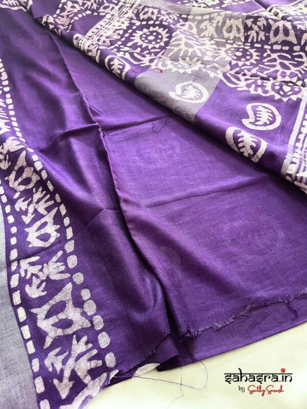 Batik Print Linen Sarees-SLB113 - Image 3