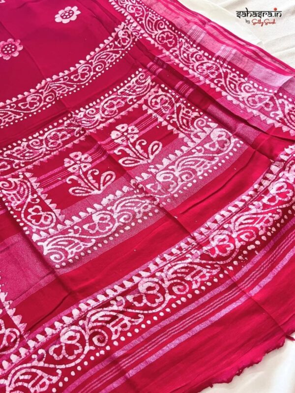 Batik Print Linen Sarees-SLB112A - Image 3