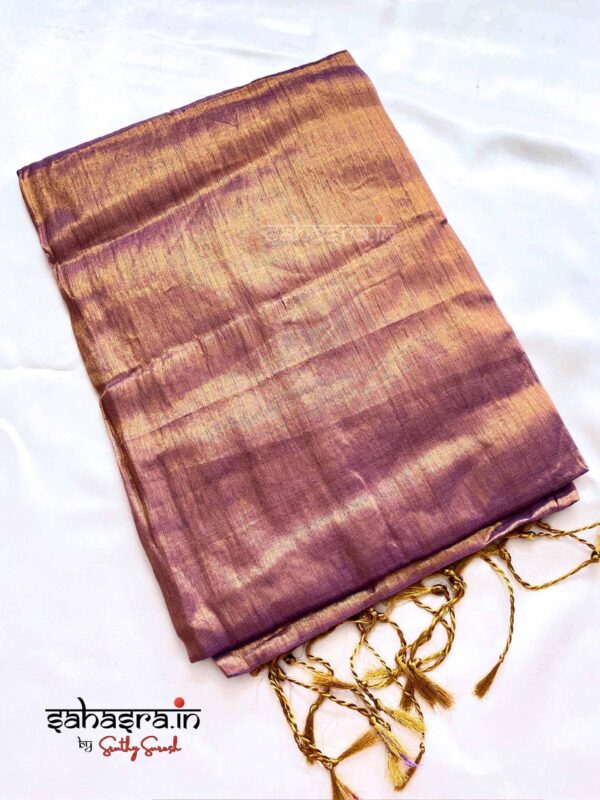 Raga Metallic Handloom Tissue Saree -ST42 - Image 4