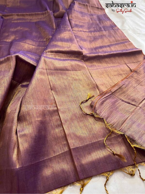 Raga Metallic Handloom Tissue Saree -ST42 - Image 3