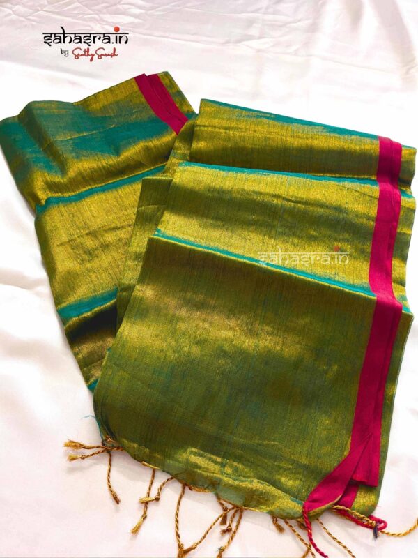 Raga Metallic Handloom Tissue Saree -ST3 - Image 2