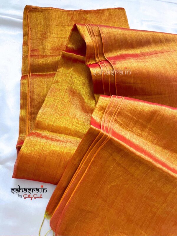 Raga Metallic Handloom Tissue Saree -ST31 - Image 2