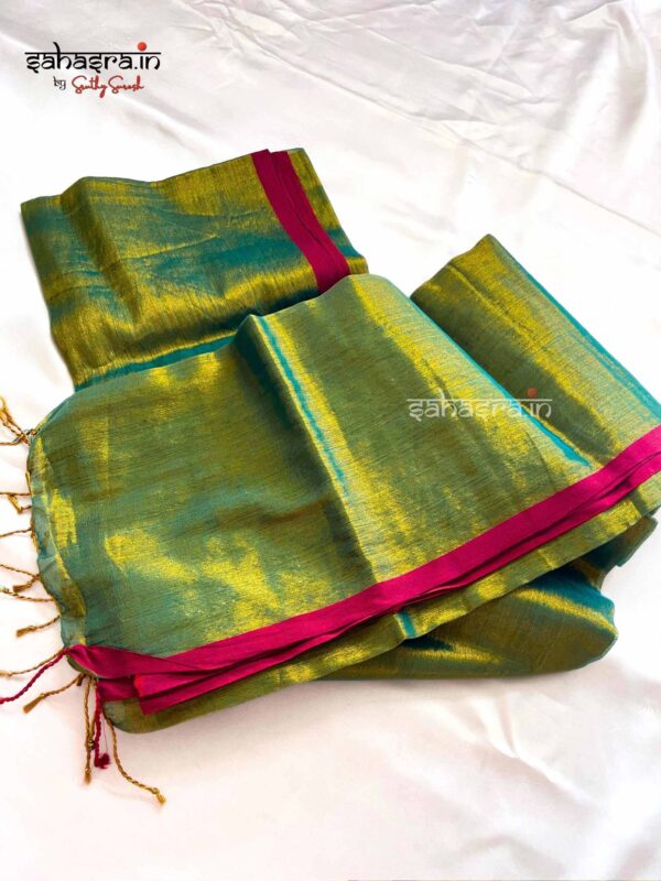 Raga Metallic Handloom Tissue Saree -ST3 - Image 4