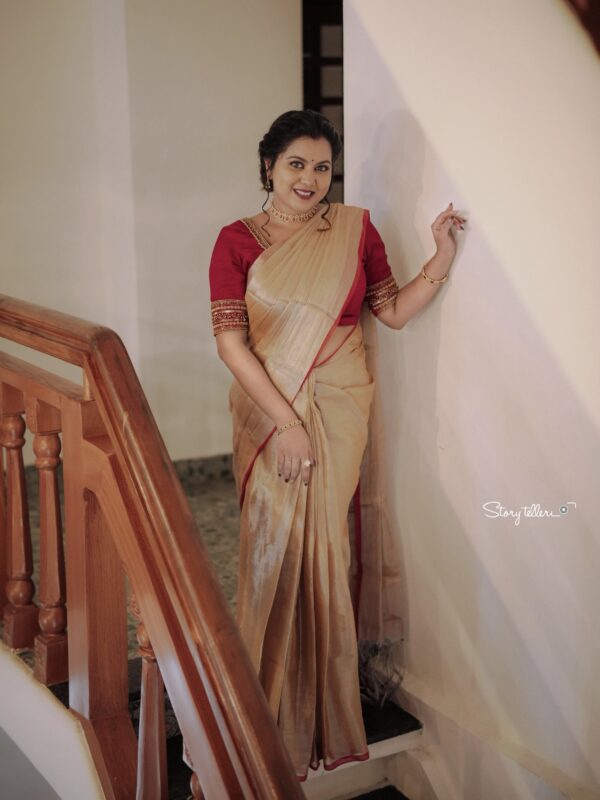 Raga Metallic Handloom Tissue Saree -ST4 - Image 2
